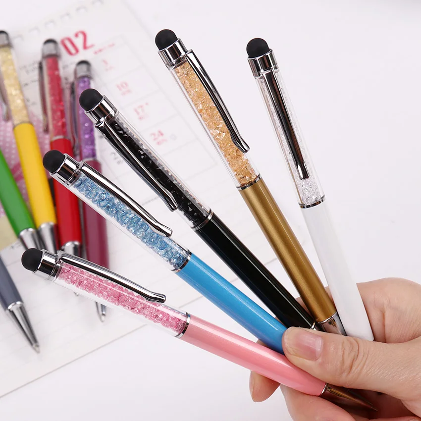 

1PC Metallic Crystal Pen Office Stationery School Supplies Pen Handwriting Capacitance Diamond Pencil Touch Screen Ballpoint Pen