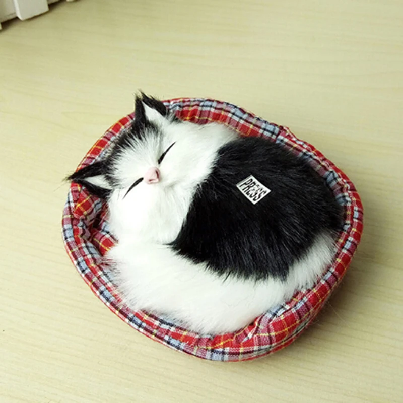 Дизайн Kawaii Имитационные, издающие звук спящие кошки плюшевые игрушки с гнездом детский любимый день рождения Рождественский подарок B0934