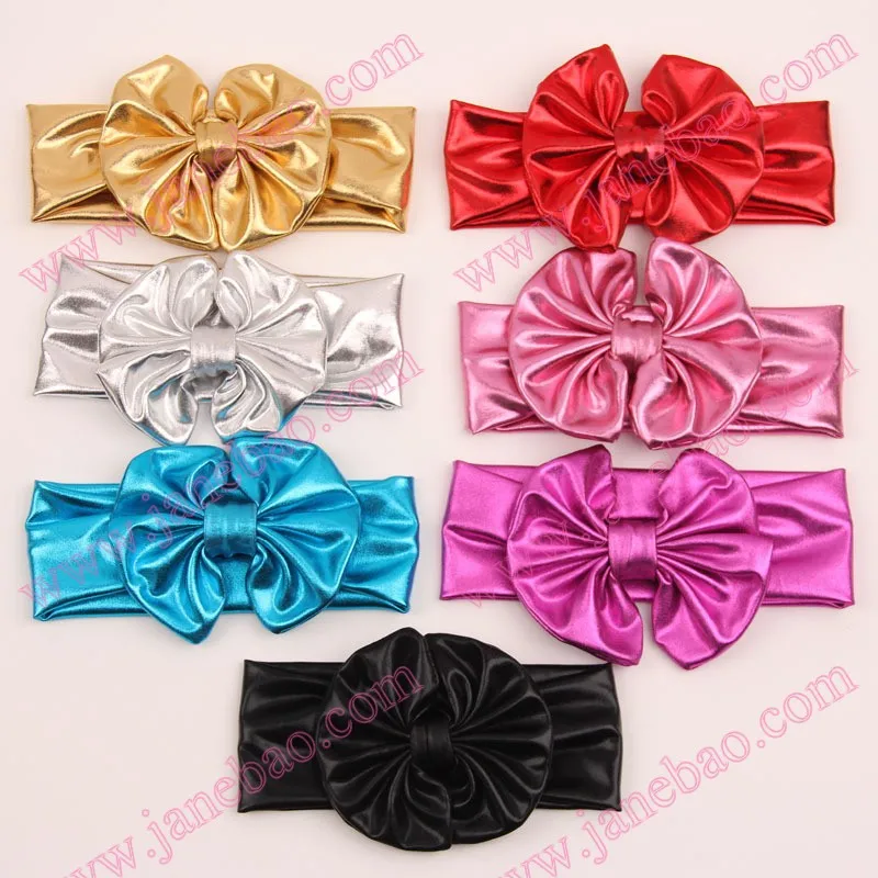 

free shipping Newest 50pcs Metallic Messy Bow Head wraps, Jersey knot Headwraps, Big Bow Headbands,Gold Knott Headband