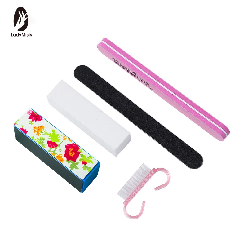 

Ladymisty 5Pcs/set Nail Art Buffer File Block Professional Manicure Tools Kit Rectangular Nail Files Brush Nail Art Tools
