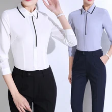2017 New Women Blouse Casual OL Formal Long Elegant Sleeve Shirt Female Office Shirts Plus Size S-4XL Work Wear Tops Lady Blusas