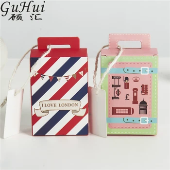 

50Pcs journey Box European Style Creative Red Suitcase Candy Box DIY Packaging Gift Bag Wedding Party Supplies Decoration