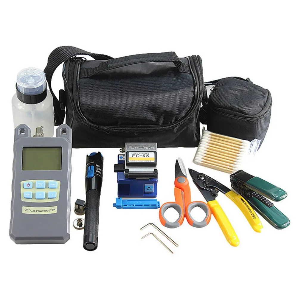 

Practical Fiber Optic Tool Kit Fiber Cleaver Optical Power Meter 1MW Tester Visual Fault Locator Fiber Stripper Scissors