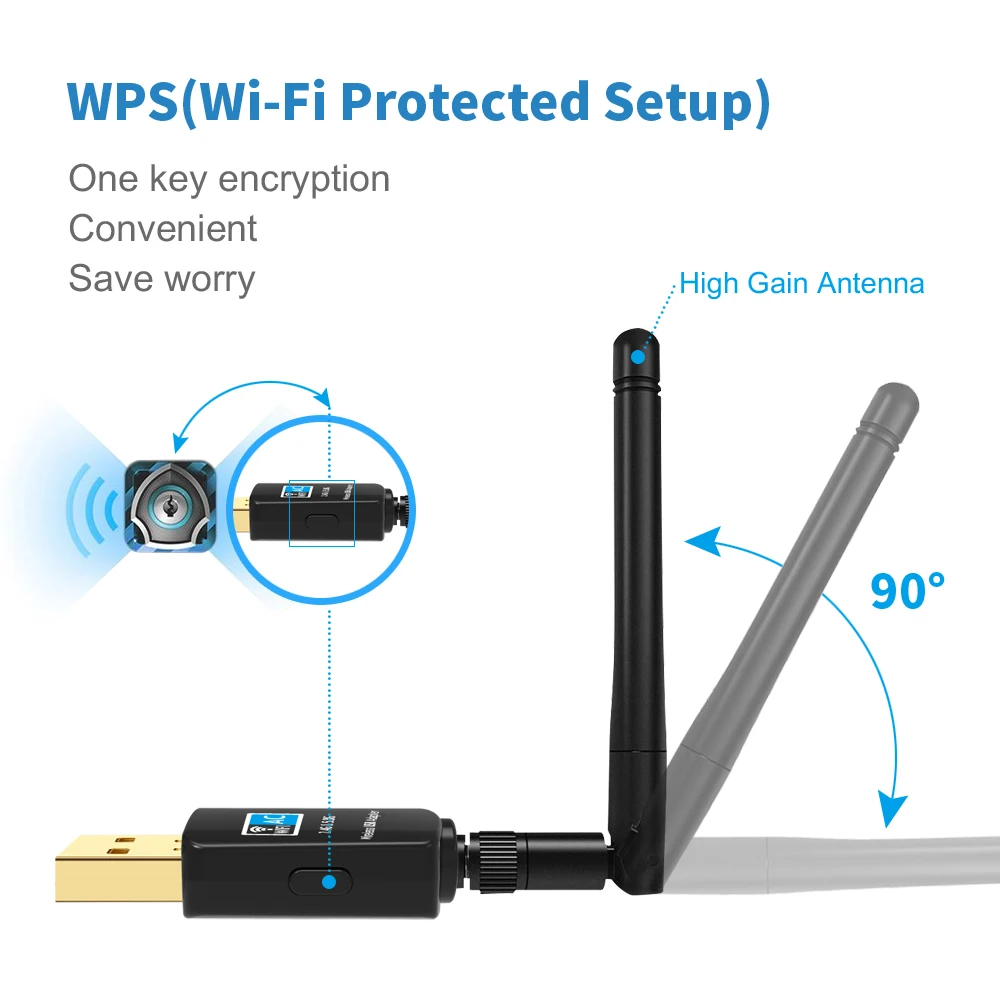 

Suntrsi USB WiFi Adapter With External High Speed 600Mbps Mini WiFi Dongle Wireless Network Card 802.11ac Free Shipping