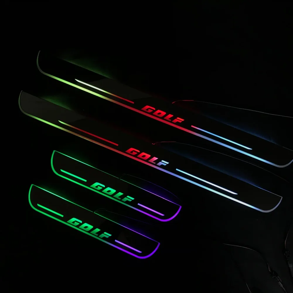 RQXR led движущиеся двери потертости для Volkswagen golf 4 5 6 7 динамический порог пластина плоский накладной поток/натюрморт свет, 4 шт