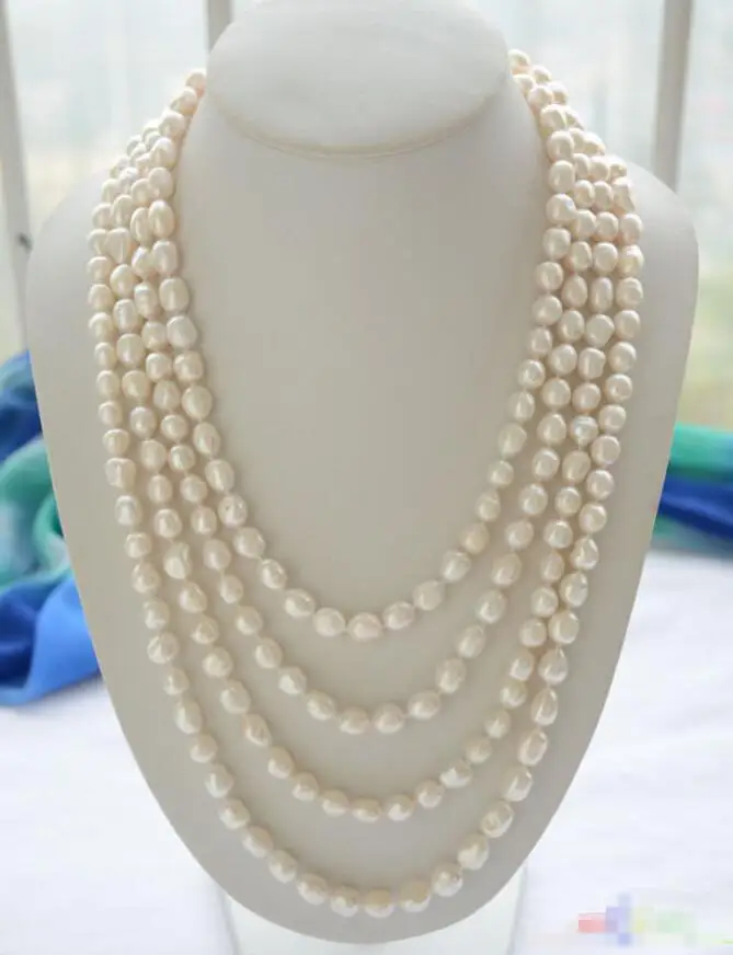 

Hot sale new Style >>>>> Long 100" 10mm white baroque freshwater pearl necklace