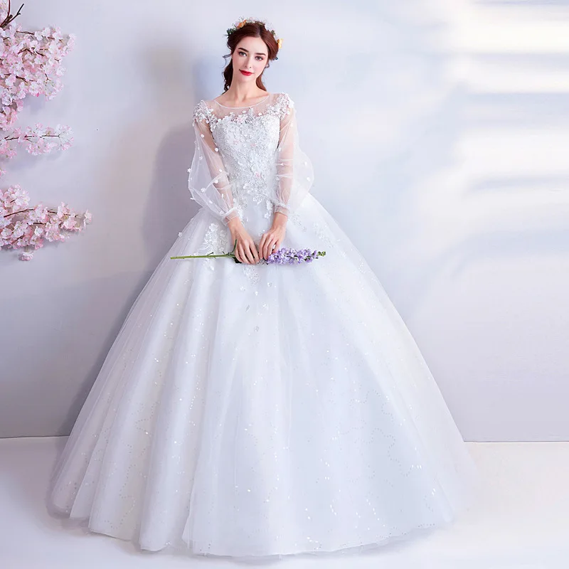 

Kseniya Queen Organza With Embroidery O-neck Lace Up Backless Wedding Dress