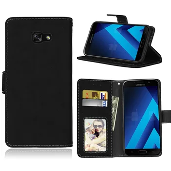 

20pcs/lot Free shipping 8colours Scrub 3 card+photo frame leather flip cover for Samsung Galaxy A7 2017 A720 skin cover case