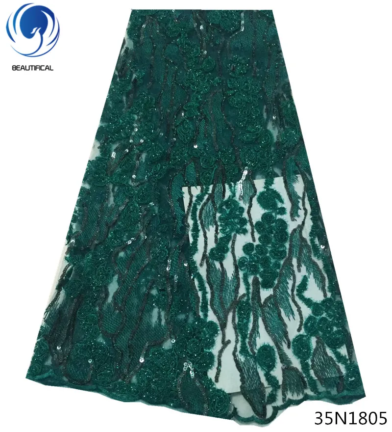 

Beautifical sequin lace african green african lace fabrics french bridal french lace fabric 5yards glitter shining type 35N18