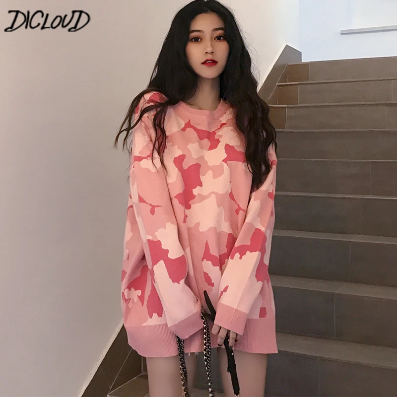 

DICLOUD Korean Oversized Sweaters Women Winter 2018 Long Pullovers Ladies Harajuku Plus Size Tops Woman Long Sleeve Clothes New