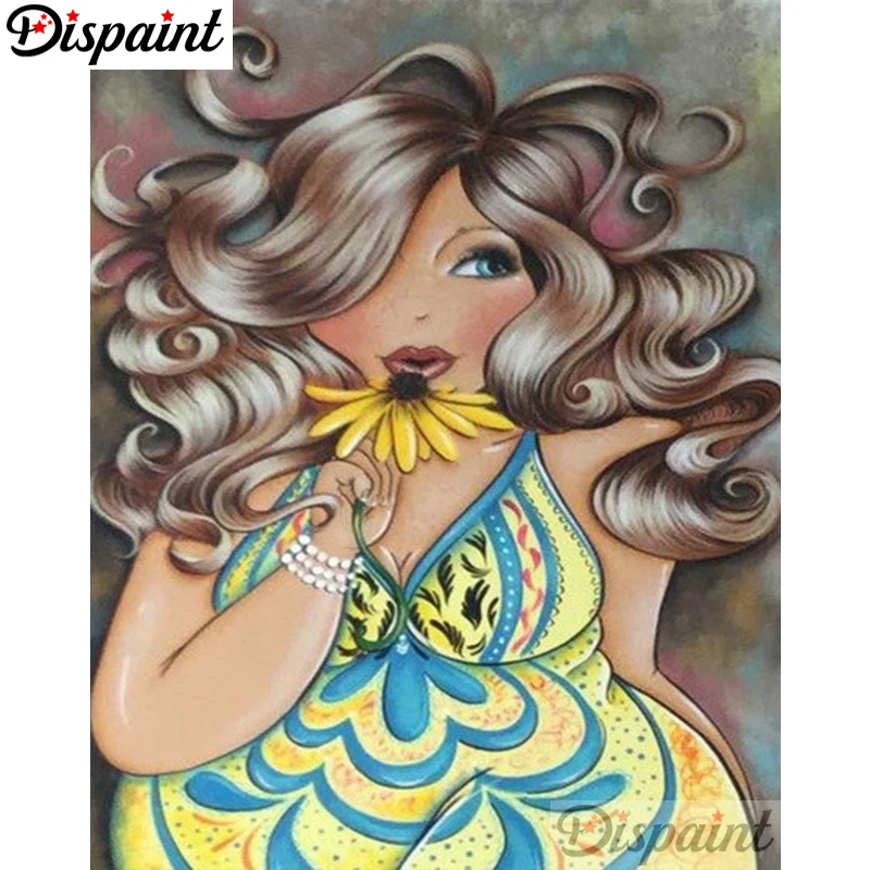 

Dispaint Full Square/Round Drill 5D DIY Diamond Painting "Fat woman" Embroidery Cross Stitch 3D Home Decor A06072