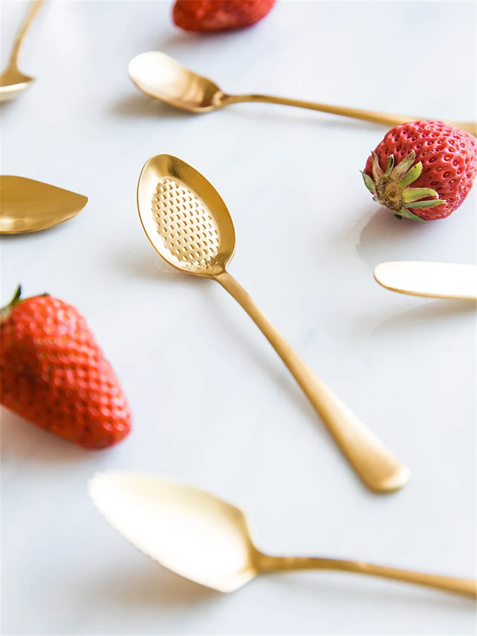 Chic Gold 304 Stainless Steel Spoon Teaspoon Coffee Spoons Fruit Ice Cream Elegant Spoon Girly Bow Tie Tableware Kitchen Tool (3)