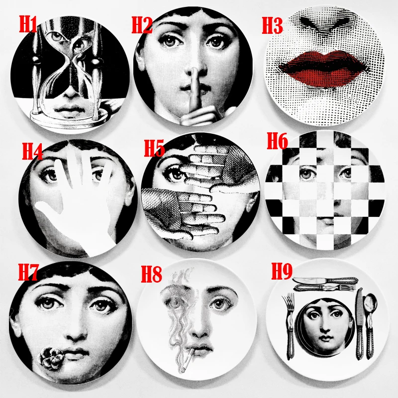 Мода Милан rosenthal Piero fornasetti настенные тарелки черный и белый иллюстрации висит блюда образец комнаты/дома/отель украшения