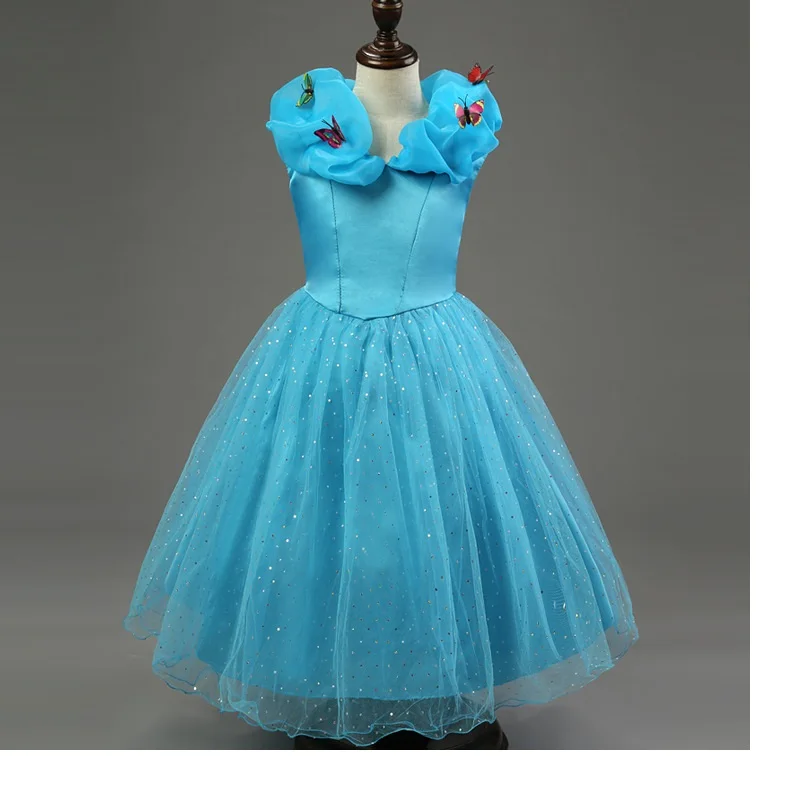 Высокое качество Фея платье принцессы Нарядные платья для девочек Летние милые платья для девочек фильм Косплэй костюм Свадебные платья