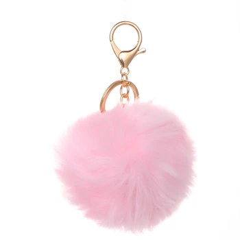 

Gold Color Trinket Keychain Pompons Keychains Faux Rabbit Fur Keychain Fluffy Key Chains For Keyrings Trinkets Pom Pom Keychain