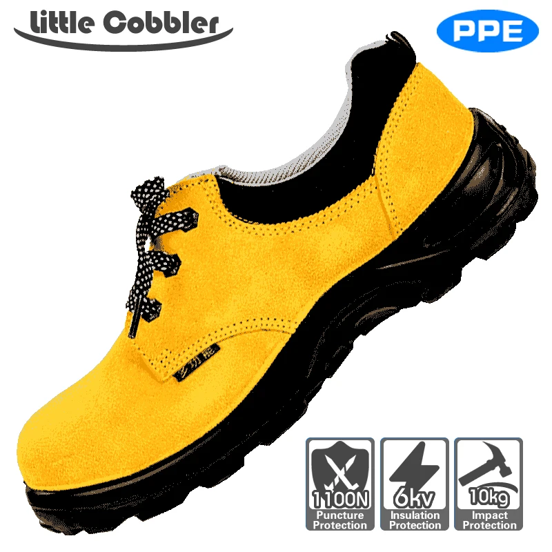 

Men Women Safety Shoes Steel Toe Work Non-Slip High Temperature Resistant Puncture Proof Leather Polyurethane Rubber Sole