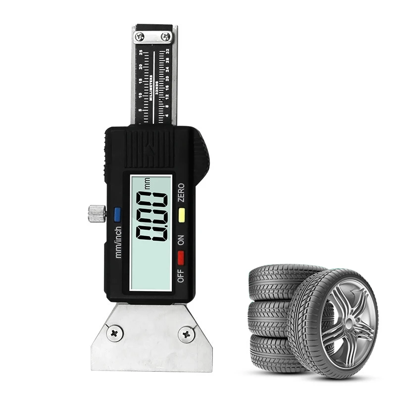 stainless steel Digital Depth Gauge 0 25.4mm/0.01 Electronic LCD Tire