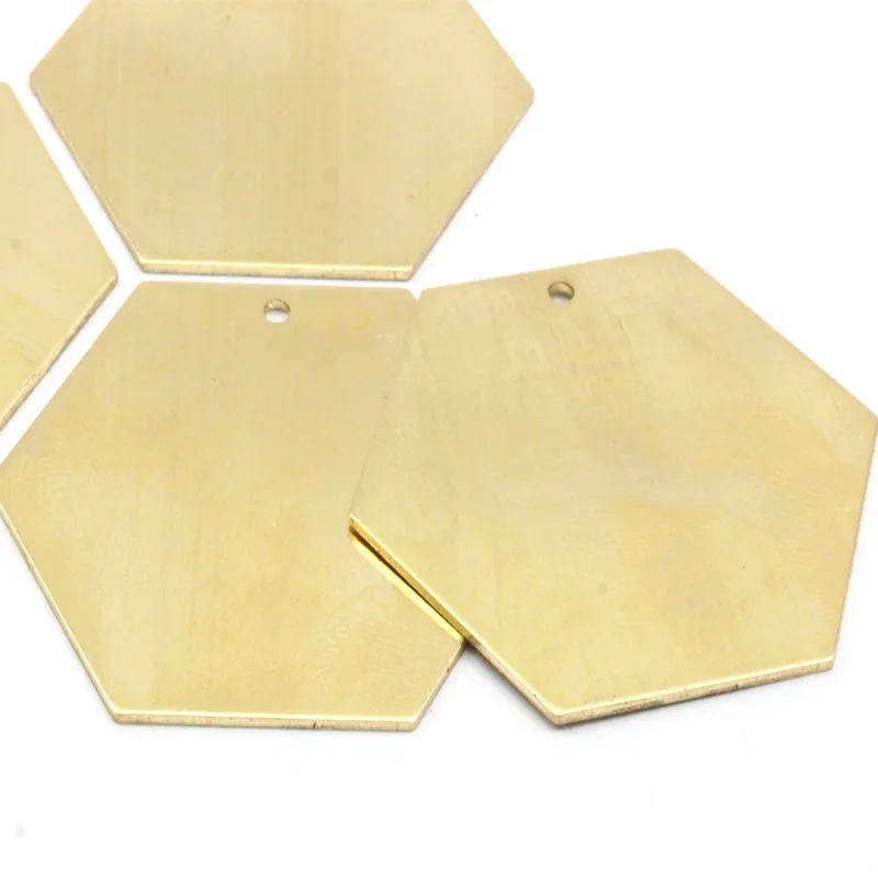raw brass Hexagon Blanks 1 Hole .(Nickel Free and Lead Free). (10 35x0