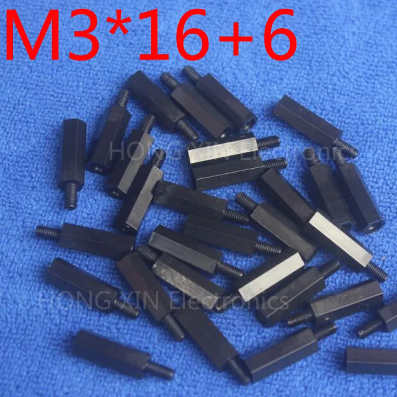 

M3*16+6 1 pcs Black Nylon Standoff Spacer Standard M3 Male-Female 16mm Standoff Kit Repair Set High Quality