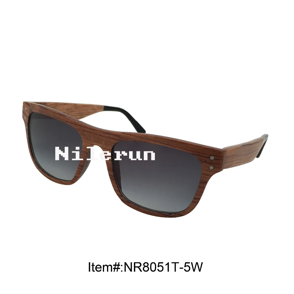 

fashion red layered wood sunglasses with metal pins and acetate temple tips