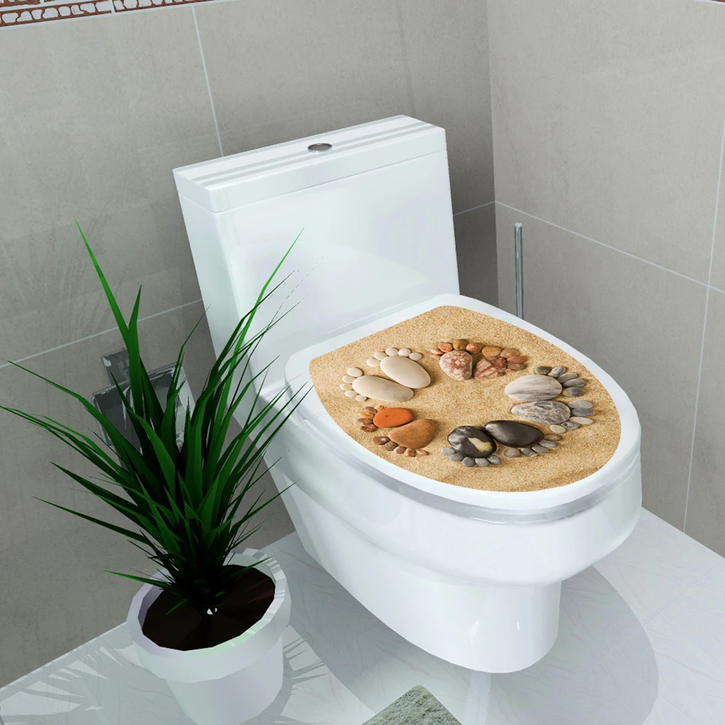 Toilet Seat Cover Decal Adhesive Bathroom Toilet Seat Lid Sticker Mural for Home Hotel Bathroom Decoration