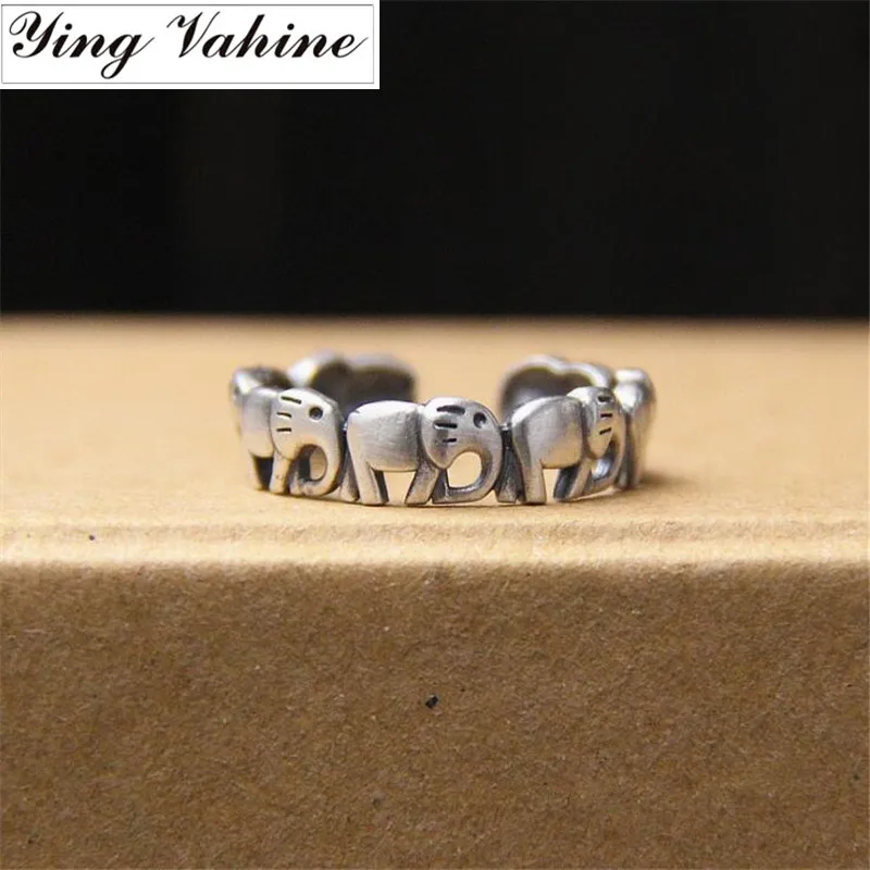 

ying Vahine Original New Design Thai Silver 925 Sterling Silver Animal Cute Little Elephant Open Rings for Women Free Shipping