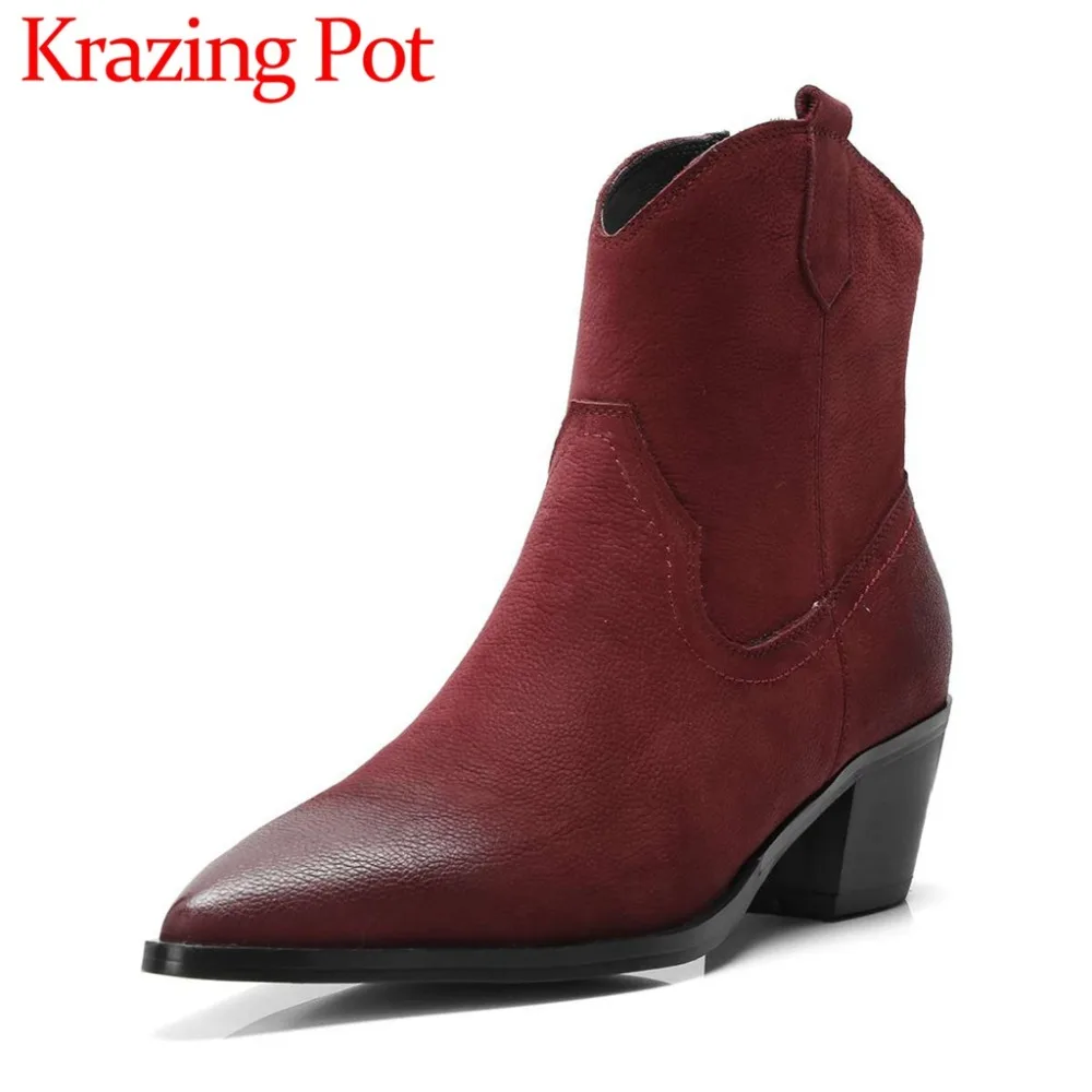 

2018 fashion genuine leather pointed toe oxford med heels zip streetwear all-match charming lady chelsea boots ankle boots L76
