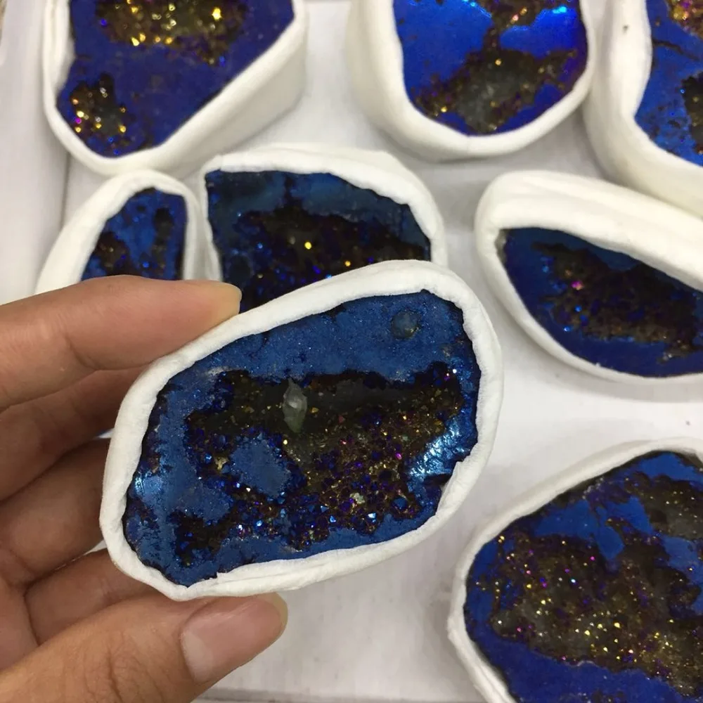 1 шт. Прямая поставка синий гальванический кристалл Druzy Gemstone Geode медитация Рейки
