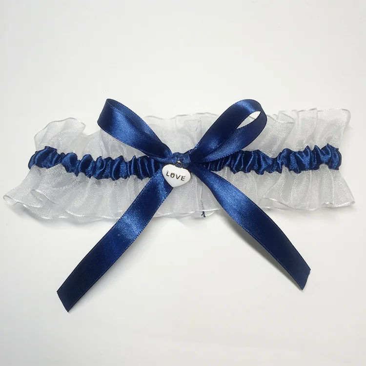 

New Navy Blue White Wedding Garter Bridal Garter Handmade Bowknot Garters