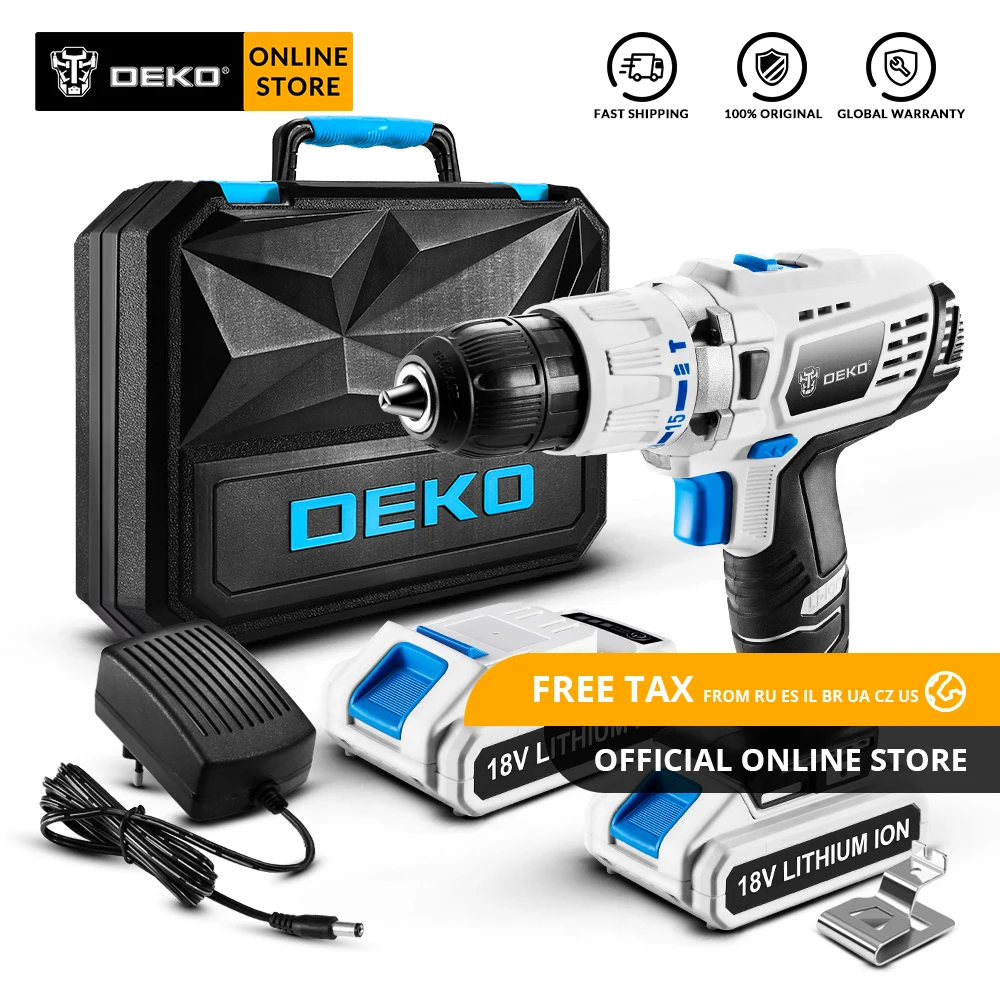 

Original DEKO GCD18DU3 18V Impact Cordless Drill Electric Screwdriver Lithium-Ion Power Driver Variable Speed 2 Battery X Box