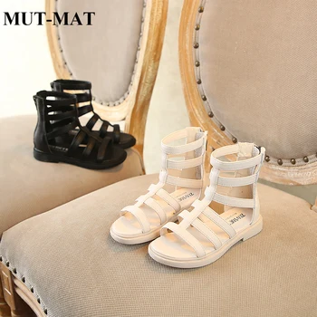 

Girls Roman boots 2019 summer new children's sandals fashion genuine leather hollow children's cool boots