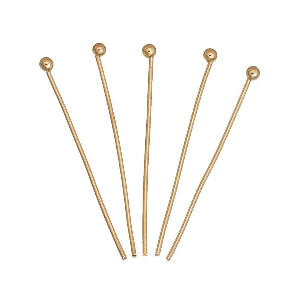 

DoreenBeads Zinc Based Alloy 14K Real Gold Color Ball Head Pins DIY Components 30mm(1 1/8") long, 0.7mm (21 gauge), 30 PCs