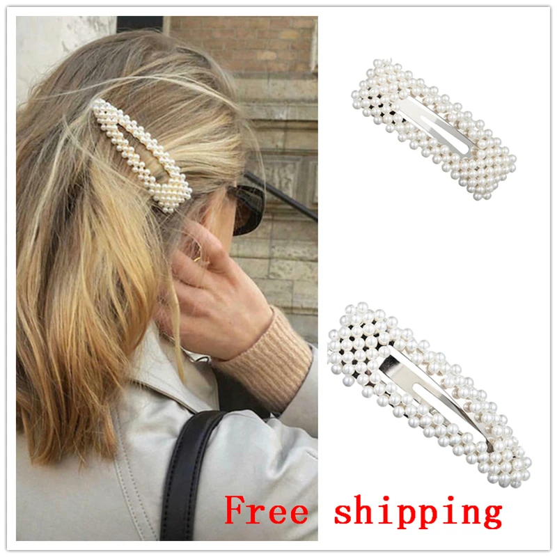 

Fashion Pearl Hair Clip for Women Elegant Korean Design Snap Barrette Stick Hairpin Hair Styling Accessories