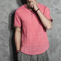 Мужская рубашка новая хлопковая льняная Chinea с короткими рукавами винтажная Мужская рубашка в китайском стиле оригинальная имитация
