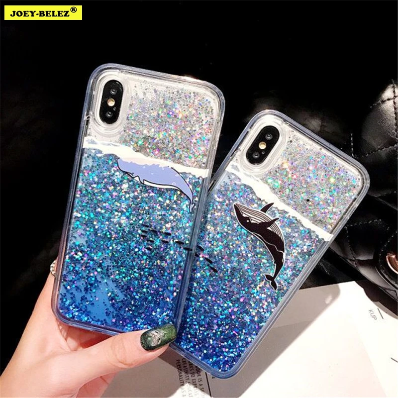 

Dolphin Quicksand Phone Case For iPhone X Xs Max XR Bling Sequins Dynamic Soft Silicon Whale Cover For iPhone 6 6s 7 8 plus Case
