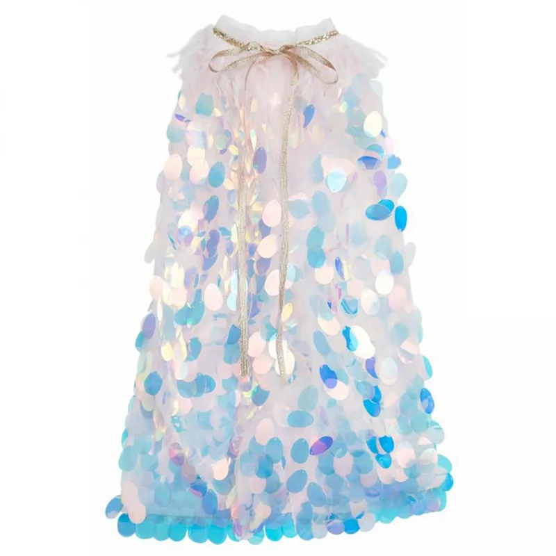 EnkeliBB г. Новая летняя шаль принцессы для девочек, праздничная одежда для детей красивая накидка с пайетками, оригинальные вечерние шали со звездами для детей - Цвет: Blue