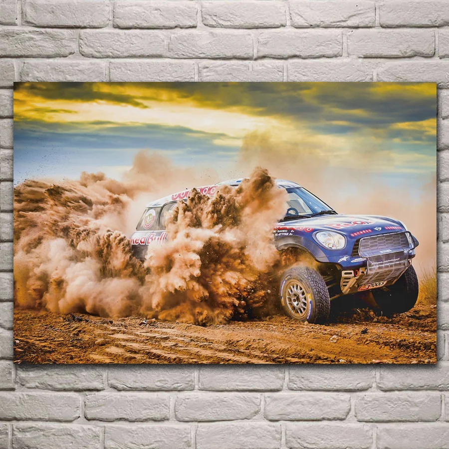 

Rally racing car sport vehicles desert race living room decoration home wall art decor wood frame fabric posters KJ119