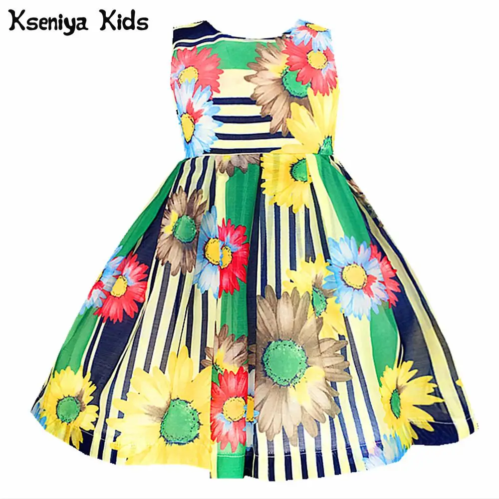 Kseniya Kids/ г.; летнее платье принцессы без рукавов с цветочным принтом для маленьких девочек; Одежда для девочек для вечеринки и свадьбы