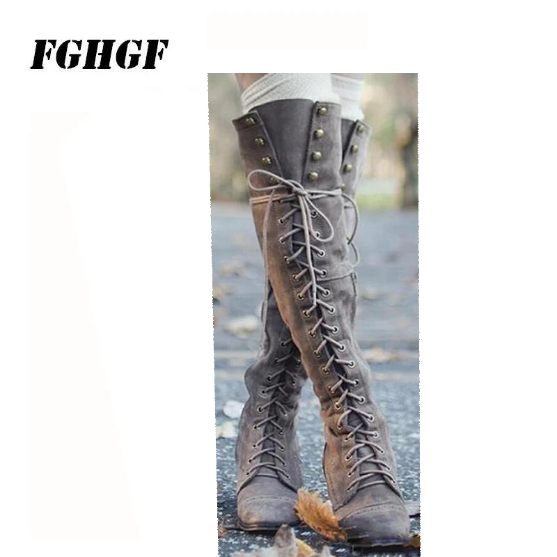 

Autumn and winter new European and American women's shoes fashion sales long rivet belt large size over knee boots 35-43