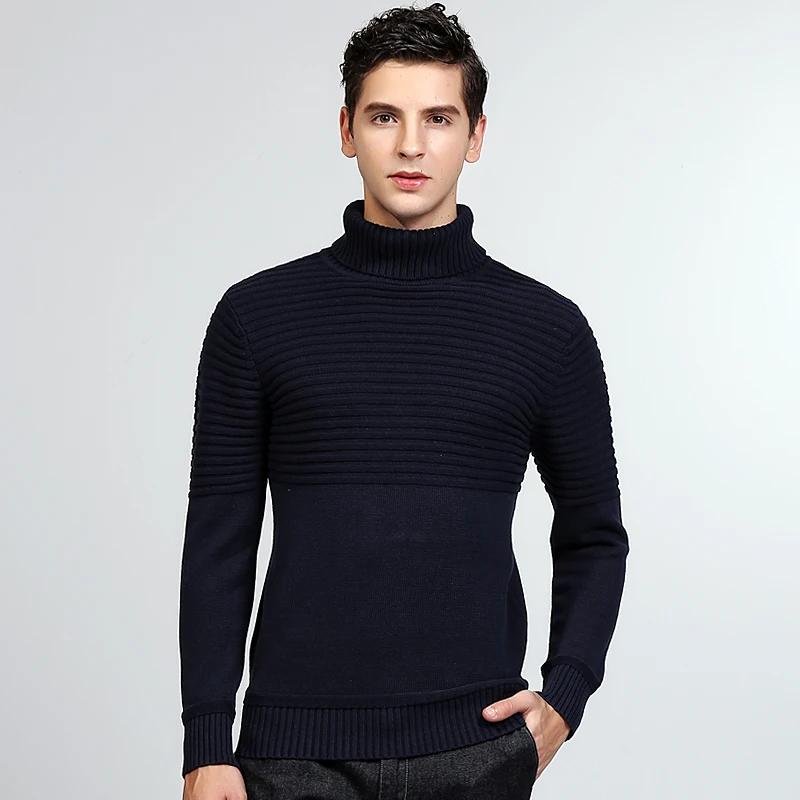 ^Cheap 2018 New Autumn Winter Men Brand Clothing Sweater Cotton Turtleneck Solid Male Sweaters Slim Fit Casual Men's Pullover