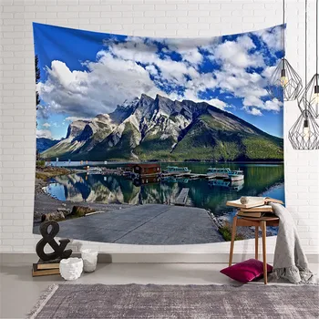 

Yoga Beach throw wall Tapestry Mountain and lake landscape print Tapestry Sleeping pad Traveling Camping mandala wall Tapestry