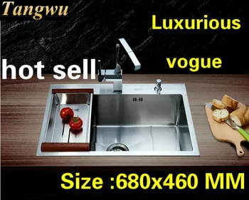 Price Free Shipping Vogue Apartment Kitchen Manual Sink Single Trough Standard Do The Dishes 304 Stainless Steel Hot Sell 68x46 CM