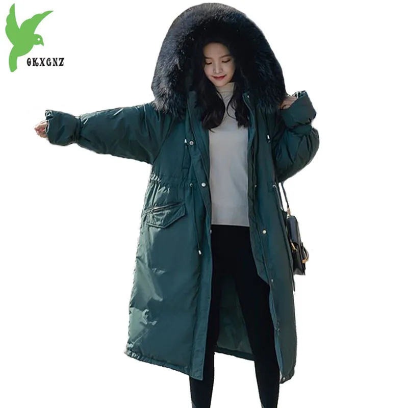 Зимние парки, Женская хлопковая куртка, высокое качество, пальто с капюшоном, большие размеры, большой меховой воротник, теплый пуховик, хлопковая куртка, женские толстые парки