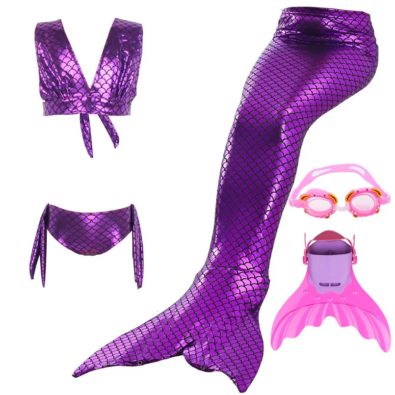 

5PCS Girls Mermaid Tails Swimmable Wear With Monofin Bikinis Set Kids Swimsuit Cosplay Costume Bath Beach Mermaid Tail Swimwear
