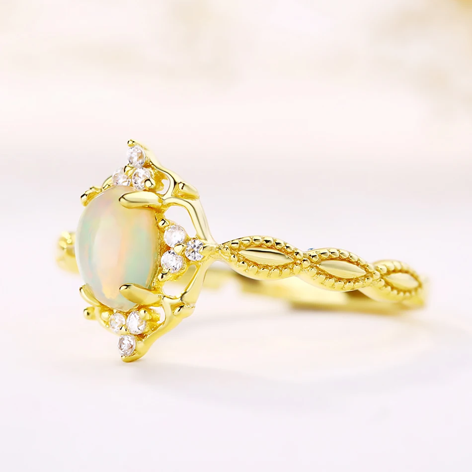 ALLNOEL Opal Ring For Women 925 Sterling Silver Jewelry Natural Stone Opal Gifts 14k Gold Rings Woman Silver 925 Ring Engagement (4)