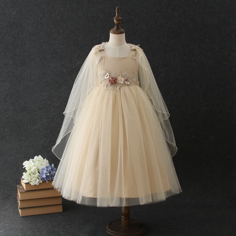 Birthday Cape Girl Dress Weddings Mesh Elegant Flower Girl Vestido 2018 Party Girl's Clothes 4 6 8 10 12 14 Years Old RKF184079 Birthday Cape Girl Dress Weddings Mesh Elegant Flower Girl Vestido 2018 Party Girl's Clothes 4 6 8 10 12 14 Years Old RKF184079