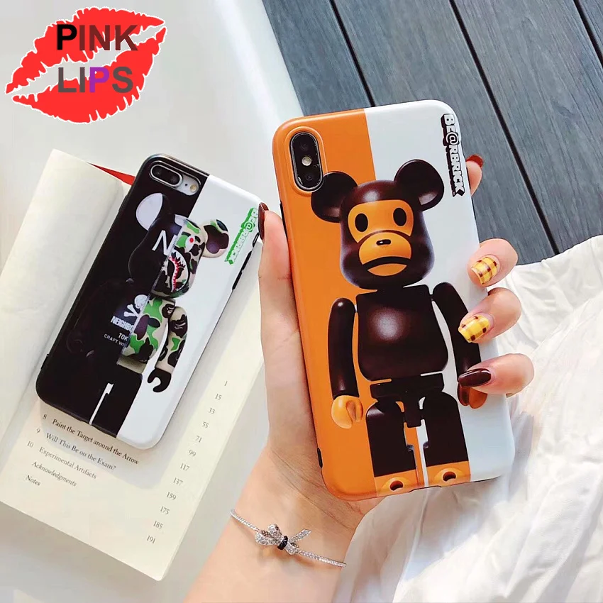 

PINK LIPS Trend bear Ape Case for iphone 7 7plus 6 6plus 8 8plus X XR XS MAX Soft TPU Suprem phone Cases For iphone 10 X