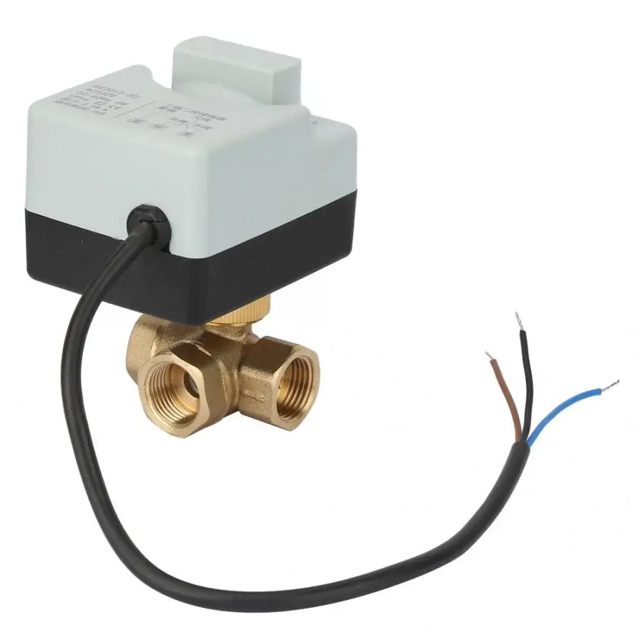 

DN15 Ball Valve G1/2 3-Way 3-Wire Brass Motorized Ball Valve with Manual Switch Function AC 220V PN16-PN20
