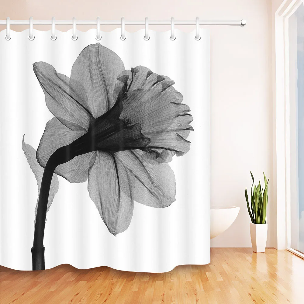 Черный прозрачный цветок белый занавеска для душа природа Водонепроницаемый Ванная комната ткань для искусства ванной Декор - Цвет: F