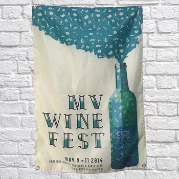 

MV WINE EEST Poster Banners Bar Cafe Hotel Theme Wall Decor Hanging Art Waterproof Cloth Polyester Fabric Flags Theme Painting